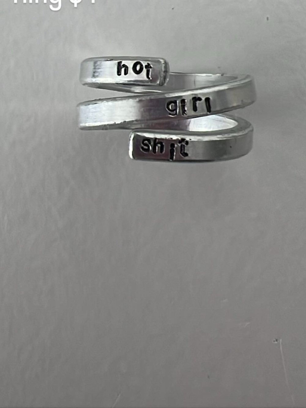 Silver Wrap Ring with 'hot girl shit' Engraving